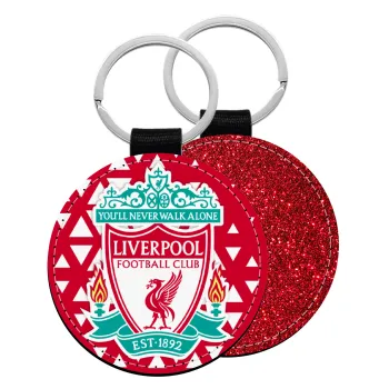 Liverpool, Μπρελόκ Δερματίνη, στρογγυλό ΚΟΚΚΙΝΟ (5cm)