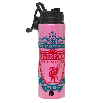 Liverpool, Metallic water bottle with safety lid, 850ml aluminum
