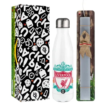 Liverpool, Easter candle, metallic white thermos bottle (500ml) & aromatic flat candle (30cm) (GRAY)