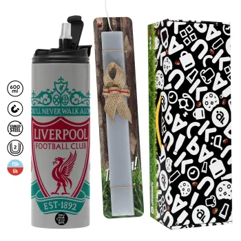 Liverpool, Easter candle with Grey Tumbler Thermo 600ml & aromatic flat candle (30cm) (GREY)