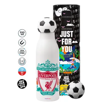 Liverpool, Μπάλα ποδοσφαίρου μεταλλικό παγούρι θερμός, διπλού τοιχώματος, 550ml