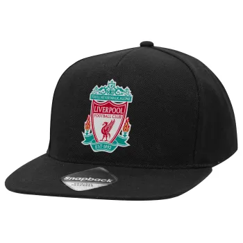 Liverpool, Καπέλο Ενηλίκων Flat Snapback Μαύρο, (100% ΒΑΜΒΑΚΕΡΟ TWILL, ΕΝΗΛΙΚΩΝ, UNISEX, ONE SIZE)