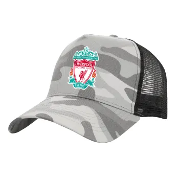 Liverpool, Καπέλο Ενηλίκων Structured Trucker, με Δίχτυ, (παραλλαγή) Army Camo (100% ΒΑΜΒΑΚΕΡΟ, ΕΝΗΛΙΚΩΝ, UNISEX, ONE SIZE)