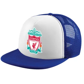 Liverpool, Adult Soft Trucker Hat with Blue/White Mesh (POLYESTER, ADULT, UNISEX, ONE SIZE)