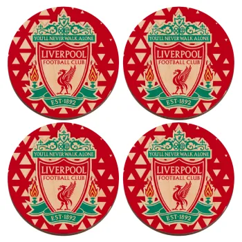 Liverpool, ΣΕΤ x4 Σουβέρ ξύλινα στρογγυλά plywood (9cm)