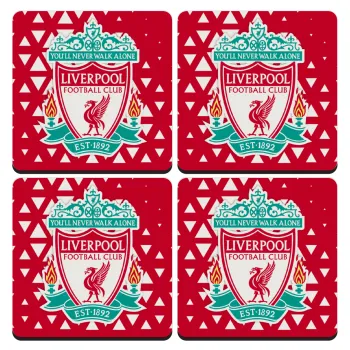 Liverpool, ΣΕΤ 4 Σουβέρ ξύλινα τετράγωνα (9cm)