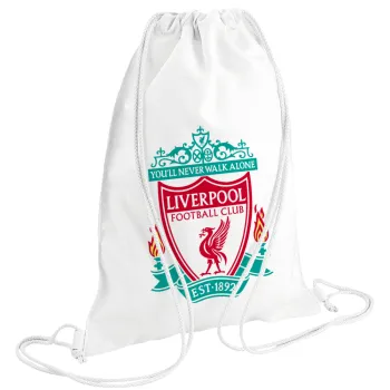 Liverpool, Τσάντα πλάτης πουγκί GYMBAG λευκή (28x40cm)