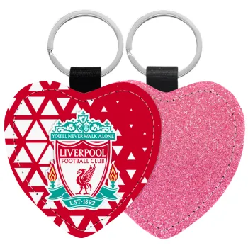 Liverpool, Μπρελόκ PU δερμάτινο glitter καρδιά ΡΟΖ
