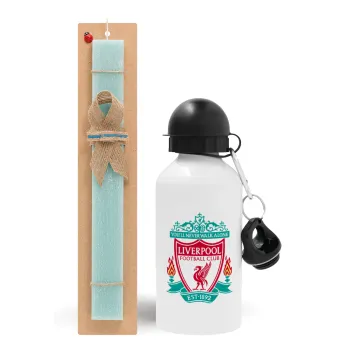 Liverpool, Easter Set, metallic aluminum water bottle (500ml) & scented flat candle (30cm) (TURQUOISE)