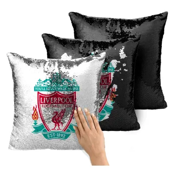 Liverpool, Μαξιλάρι καναπέ Μαγικό Μαύρο με πούλιες 40x40cm περιέχεται το γέμισμα