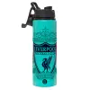 Metallic water bottle with safety lid, 850ml aluminum