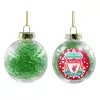 Στολίδι Χριστουγεννιάτικη μπάλα δένδρου διάφανη με πράσινο γέμισμα 8cm