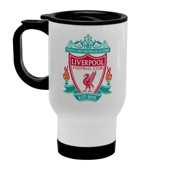 Liverpool, Stainless steel travel mug with lid, double wall white 450ml
