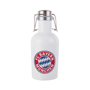 FC Bayern Munich, Μεταλλικό παγούρι Λευκό (Stainless steel) με καπάκι ασφαλείας 1L