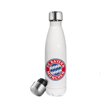 FC Bayern Munich, Μεταλλικό παγούρι θερμός Λευκό (Stainless steel), διπλού τοιχώματος, 500ml