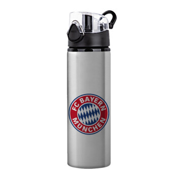 FC Bayern Munich, Μεταλλικό παγούρι νερού Ασημένιο με καπάκι ασφαλείας, αλουμινίου 750ml