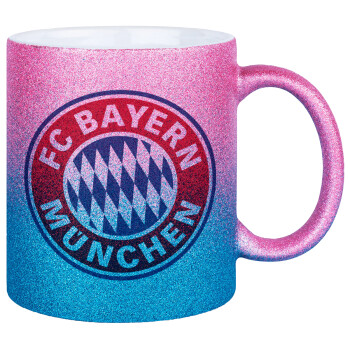 FC Bayern Munich, Κούπα Χρυσή/Μπλε Glitter, κεραμική, 330ml