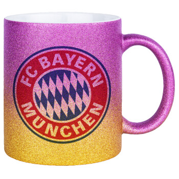 FC Bayern Munich, Κούπα Χρυσή/Ροζ Glitter, κεραμική, 330ml