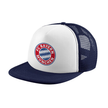 FC Bayern Munich, Καπέλο παιδικό Soft Trucker με Δίχτυ ΜΠΛΕ ΣΚΟΥΡΟ/ΛΕΥΚΟ (POLYESTER, ΠΑΙΔΙΚΟ, ONE SIZE)