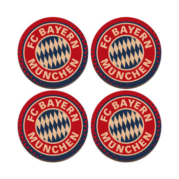 FC Bayern Munich, ΣΕΤ x4 Σουβέρ ξύλινα στρογγυλά plywood (9cm)