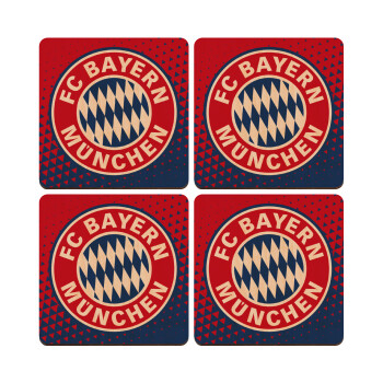 FC Bayern Munich, ΣΕΤ x4 Σουβέρ ξύλινα τετράγωνα plywood (9cm)
