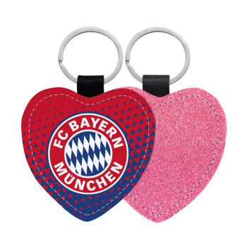 FC Bayern Munich, Μπρελόκ PU δερμάτινο glitter καρδιά ΡΟΖ