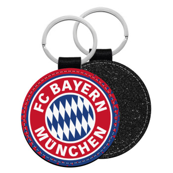 FC Bayern Munich, Μπρελόκ Δερματίνη, στρογγυλό ΜΑΥΡΟ (5cm)
