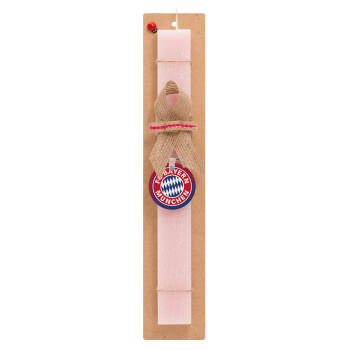 FC Bayern Munich, Πασχαλινό Σετ, ξύλινο μπρελόκ & πασχαλινή λαμπάδα αρωματική πλακέ (30cm) (ΡΟΖ)