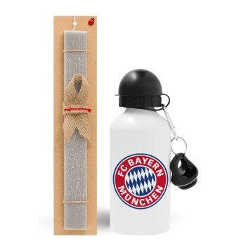 FC Bayern Munich, Πασχαλινό Σετ, παγούρι μεταλλικό  αλουμινίου (500ml) & πασχαλινή λαμπάδα αρωματική πλακέ (30cm) (ΓΚΡΙ)