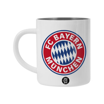 FC Bayern Munich, Λευκή Ανοξείδωτη Μεταλλική Κούπα 450ml - Διπλού Τοιχώματος 