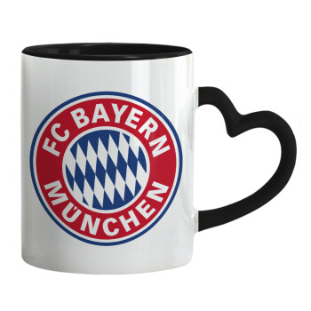 FC Bayern Munich, Mug heart black handle, ceramic, 330ml