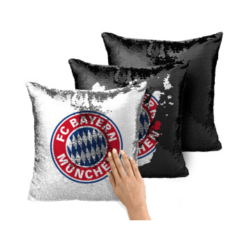 FC Bayern Munich, Μαξιλάρι καναπέ Μαγικό Μαύρο με πούλιες 40x40cm περιέχεται το γέμισμα
