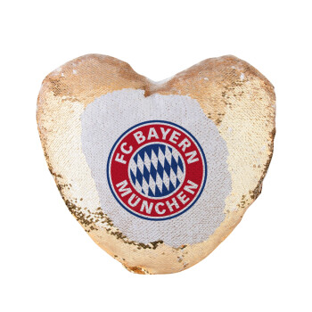 FC Bayern Munich, Μαξιλάρι καναπέ καρδιά Μαγικό Χρυσό με πούλιες 40x40cm περιέχεται το  γέμισμα