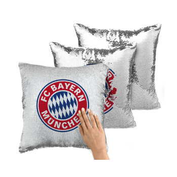 FC Bayern Munich, Μαξιλάρι καναπέ Μαγικό Ασημένιο με πούλιες 40x40cm περιέχεται το γέμισμα
