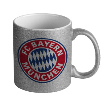 FC Bayern Munich, Κούπα Ασημένια Glitter που γυαλίζει, κεραμική, 330ml