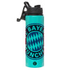 Metallic water bottle with safety lid, 850ml aluminum