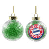 Transparent Christmas tree ball ornament with green filling 8cm