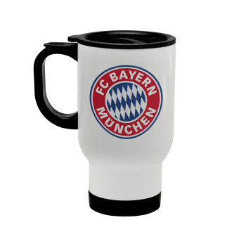 FC Bayern Munich, Κούπα ταξιδιού ανοξείδωτη με καπάκι, διπλού τοιχώματος (θερμό) λευκή 450ml