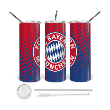 FC Bayern Munich, 360 Eco friendly ποτήρι θερμό (tumbler) από ανοξείδωτο ατσάλι 600ml, με μεταλλικό καλαμάκι & βούρτσα καθαρισμού