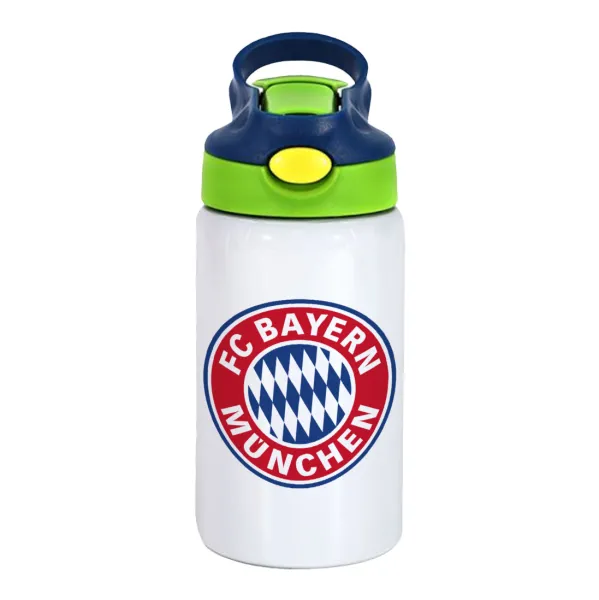 FC Bayern Munich — Παιδικό παγούρι θερμό, ανοξείδωτο, με καλαμάκι ασφαλείας, πράσινο/μπλε (350ml)
