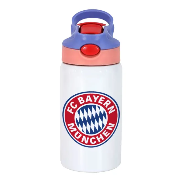 FC Bayern Munich — Παιδικό παγούρι θερμό, ανοξείδωτο, με καλαμάκι ασφαλείας, ροζ/μωβ (350ml)