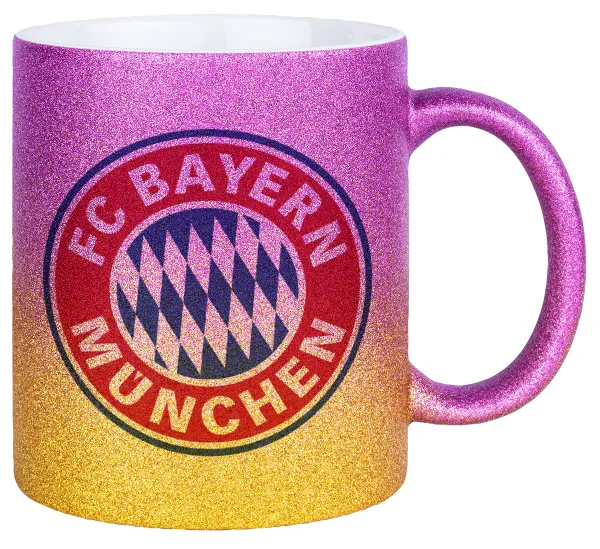 FC Bayern Munich — Gold/pink glitter mug, ceramic, 330ml
