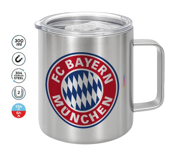 FC Bayern Munich — Double-walled stainless steel mug 300ml with temperature-retaining lid