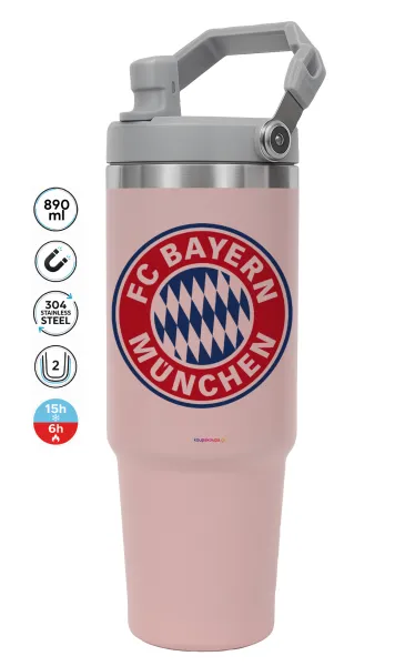 FC Bayern Munich — ΡΟΖ Travel Tumbler Θερμός με χερούλι και καλαμάκι 890ml