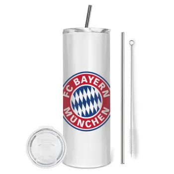 FC Bayern Munich, Tumbler stainless steel 600ml, with metal straw & cleaning brush