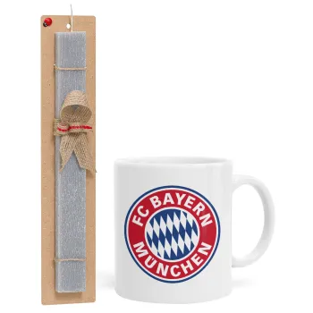 FC Bayern Munich, Easter Set, Ceramic Cup (330ml) & Easter aromatic flat candle (30cm) (GRAY)
