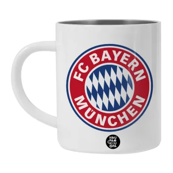 FC Bayern Munich, BIG Mug Stainless steel double wall (450ml, White)