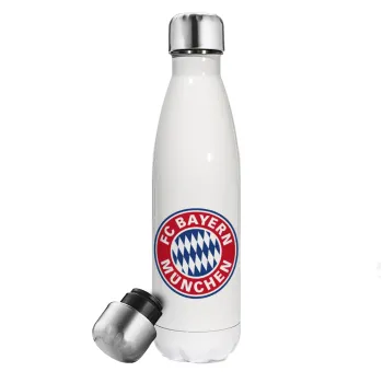 FC Bayern Munich, Μεταλλικό παγούρι θερμός Λευκό (Stainless steel), διπλού τοιχώματος, 500ml