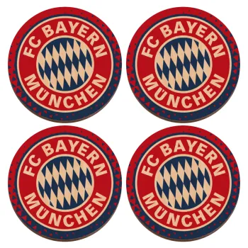 FC Bayern Munich, ΣΕΤ x4 Σουβέρ ξύλινα στρογγυλά plywood (9cm)