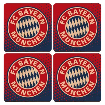 FC Bayern Munich, ΣΕΤ x4 Σουβέρ ξύλινα τετράγωνα plywood (9cm)